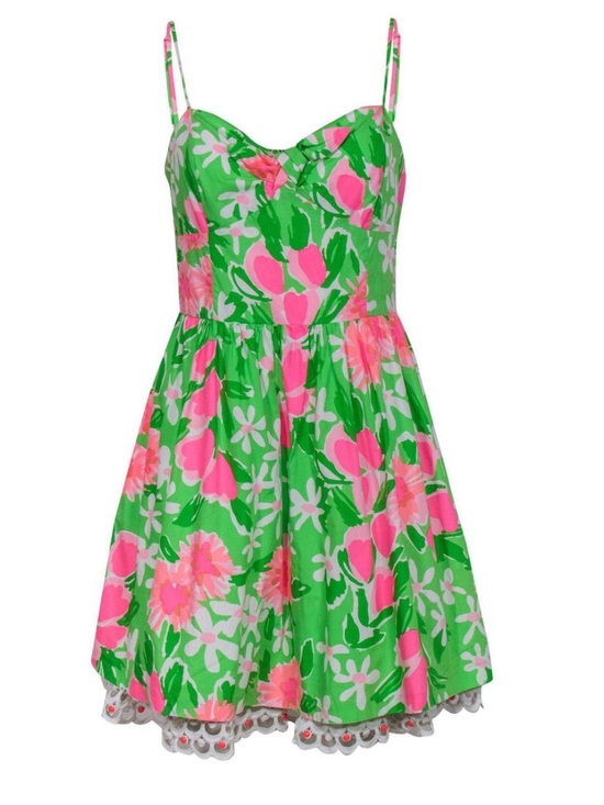 Lilly Pulitzer Dresses & Skirts - Lilly Pulitzer Macauley Sundress Bright Floral in Green and Pink size 4